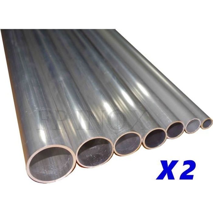 ( Lot de 2 ) Tube Aluminium 22mm Epaisseur 1.2mm Longueur 1 mètre