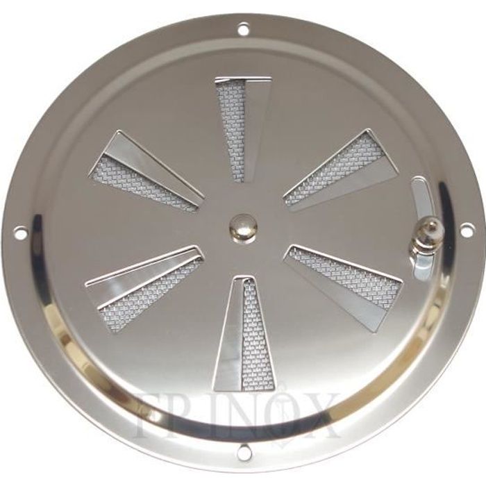Grille de ventilation en aluminium 16RKM, ronde Ø 160 mm, avec  moustiquaire. (Outdoor). Avec bride de montage Diamètre extérieur 185mm.