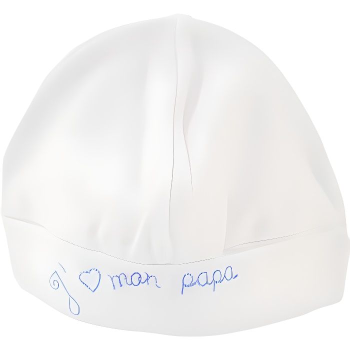 Bonnet pour bébé 0 à 6 Mois blanc et bleu - J'aime mon papa