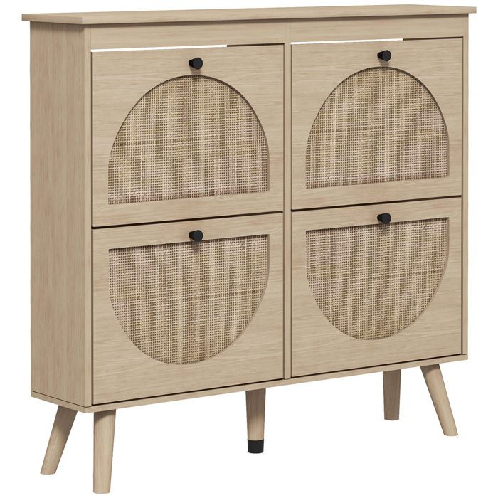 HOMCOM - Meuble à chaussures - Panneau de particules - 105x24x97.5cm - Bois naturel