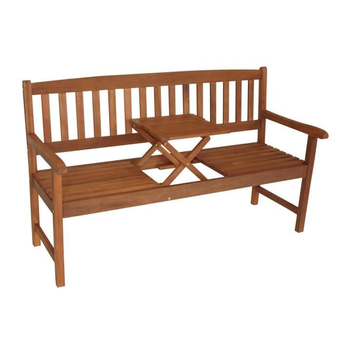 Banc De Jardin 3 Personnes Table Pliante Integree Bois D Eucalyptus Huile Certifie Fsc 158x59x90cm Saigon Achat Vente Banc D Exterieur Banc De Jardin 3 Personnes Cdiscount
