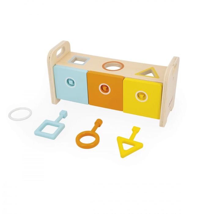Boîte à Clés & Boîte à Forme pour Bébés et Enfants - Jeu Educatif Premier Âge en Bois 2-En-1 - Apprentissage Formes et Couleurs