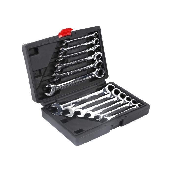 Jeu De Clés à Cliquet HASKYY 12 Pièces - 8-19mm - Mécanisme 72 Dents - Mallette De Rangement