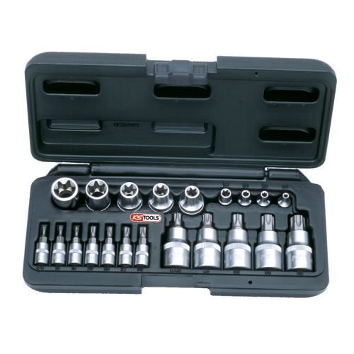 KS Tools 922.4307 - C de douilles et douilles tournevis TORX, 1/4 - 1/2 - 21 pièces