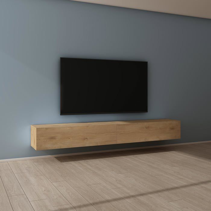 Mai & Mai Meuble TV Suspendue Armoire avec Soft-Close Table TV pour le Salon Marron Clair 240x40 2x30 cm TC002 Mai & Mai Meuble TV Suspendue Armoire avec Soft-Close Table TV pour le Salon Marron Clair 240x40 2x30 cm TC002