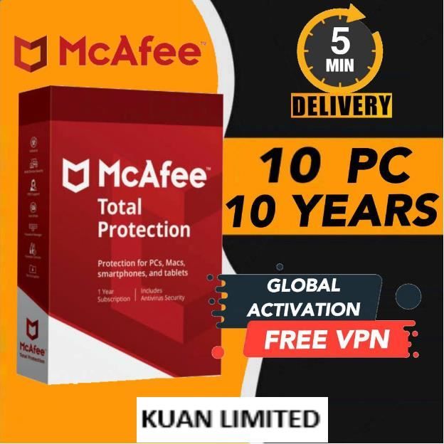 McAfee Total Protection 2022 Clé (10 AN / 10 PC)