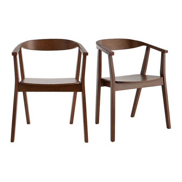 Miliboo - Chaises scandinaves en bois foncé (lot de 2) BAHIA