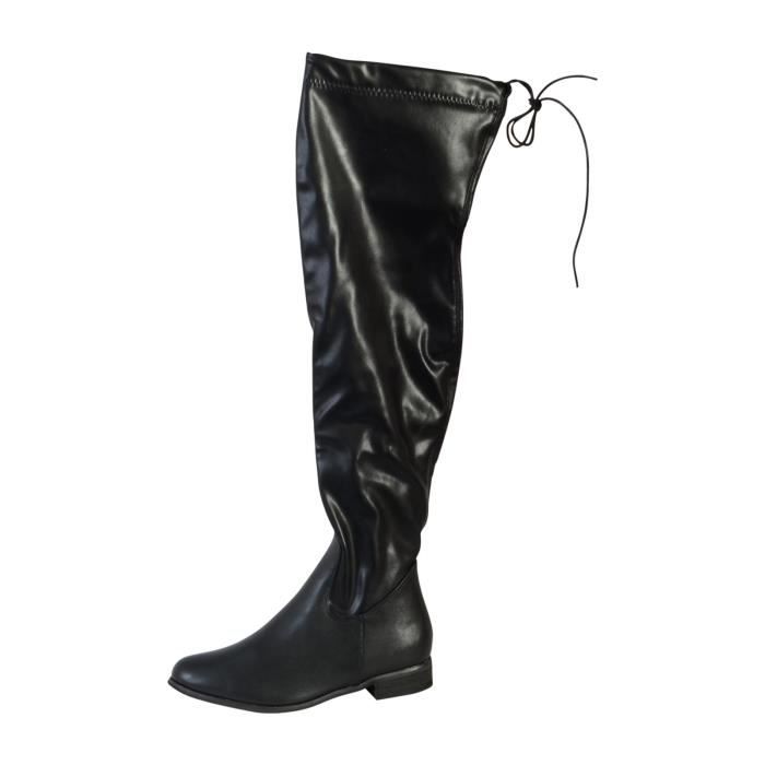 Cuissarde Femme - The Divine Factory TE3037-21 Noir - Haute - Confortable - Fermeture Zip