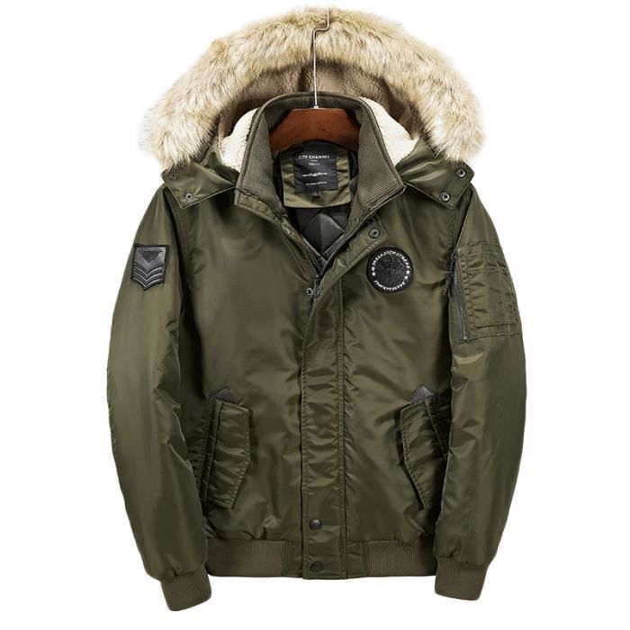 Parka Homme à capuche en fausse peau de mouton Parka Hommes - Main Image