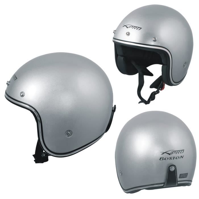 Casque Moto Jet argent tg.XXL Kustom Scooter ECE 22-05 approbation