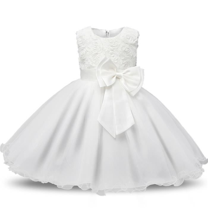 WAIWAIZUI Petite Fille Robe de Soirée Robe de Baptême bébé Florale Mariage  Cérémonie Princesse Robe de Cocktail Sans Manches Blanc - Cdiscount  Prêt-à-Porter