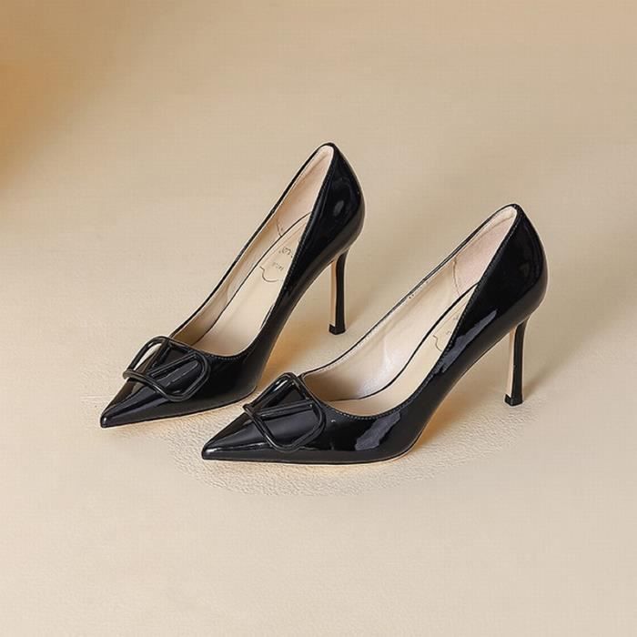 Escarpins Femme Talons hauts Bout pointu Boucle en metal Hauteur 6cm Noir Achat Vente Escarpins Femme Talons hauts Bout pointu Boucle en metal Hauteur 6cm Noir pas cher Cdiscount