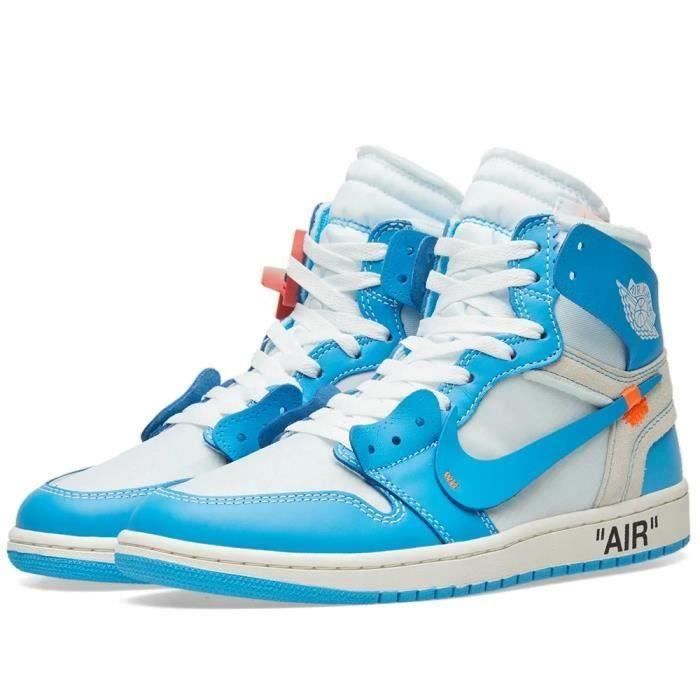 Air Jordans 1 Retro High Off White Air Jordans One Aj1 Pas Cher Pour Homme Femme Bleu Mixte Cdiscount Chaussures