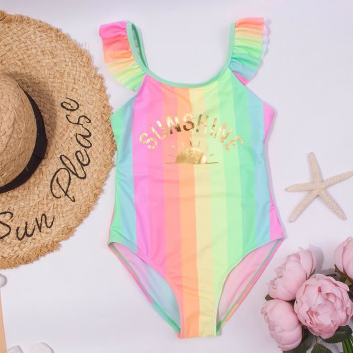 Maillot de bain Maillot de bain enfant fille enfant en bas âge arc-en-ciel soleil dos nu plage maillot de bain siamois