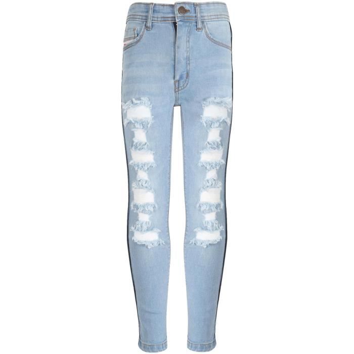 Enfants Filles Maigre Jeans Denim D chir Extensible Jegging