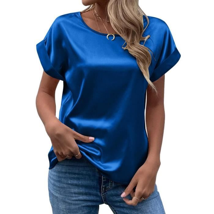GRACE KARIN Chemisier Femme Dentelle Élégant – Manches Courtes Coupe Ample Col Rond Printemps Été