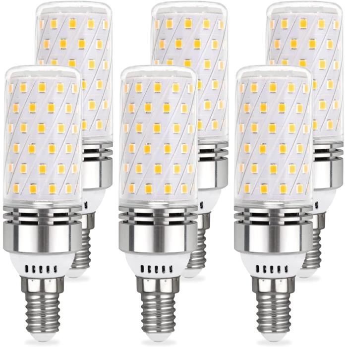 Ampoule LED E14 12W Blanc Chaud 3000K 1450LM, 84 LEDs, Équivalent Lampe Halogène E14 100W Lot de 6