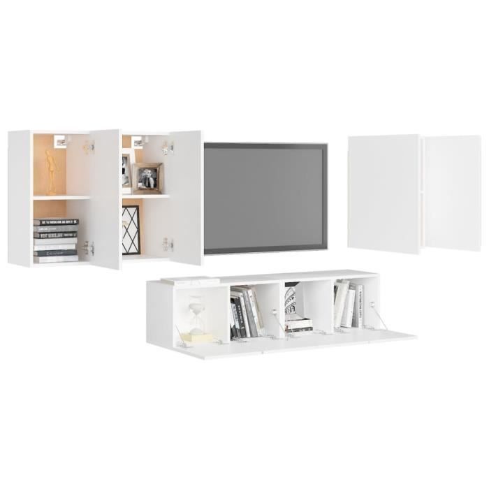 Console TV Murale Flottante 200x20x24 Cm - Meuble TV Support 200 Kg, Rangement Multiple, Noir - 11