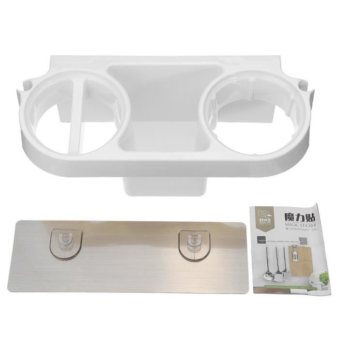Étagère D'Angle à 2 Niveaux En Bois-Plastique - Pour Cosmétiques, Plantes, Vitamines - Blanc, 39x21x21 Cm