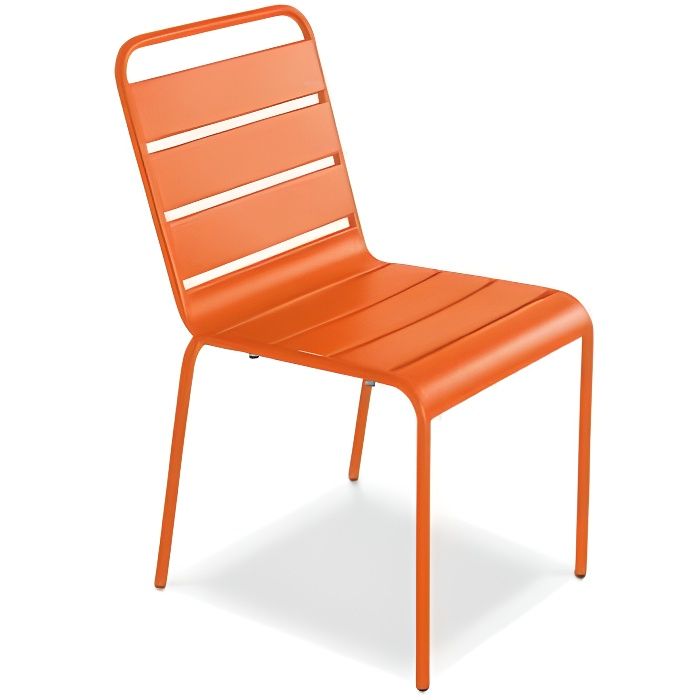 Chaise de jardin - OVIALA - Palavas - Acier - Résistante aux intempéries et aux UV - Orange