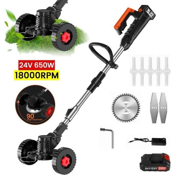 WONET Coupe-Bordures Sans Fil 2 Batteries - Manche Télescopique & Avancée Auto Du Fil - Outil Jardin Puissant