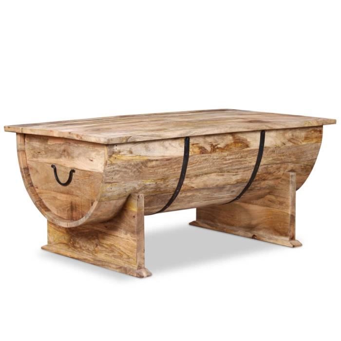Table basse - QIILU - HAJ7905465902650 - Bois de manguier massif - Vintage - 88 x 50 x 40 cm