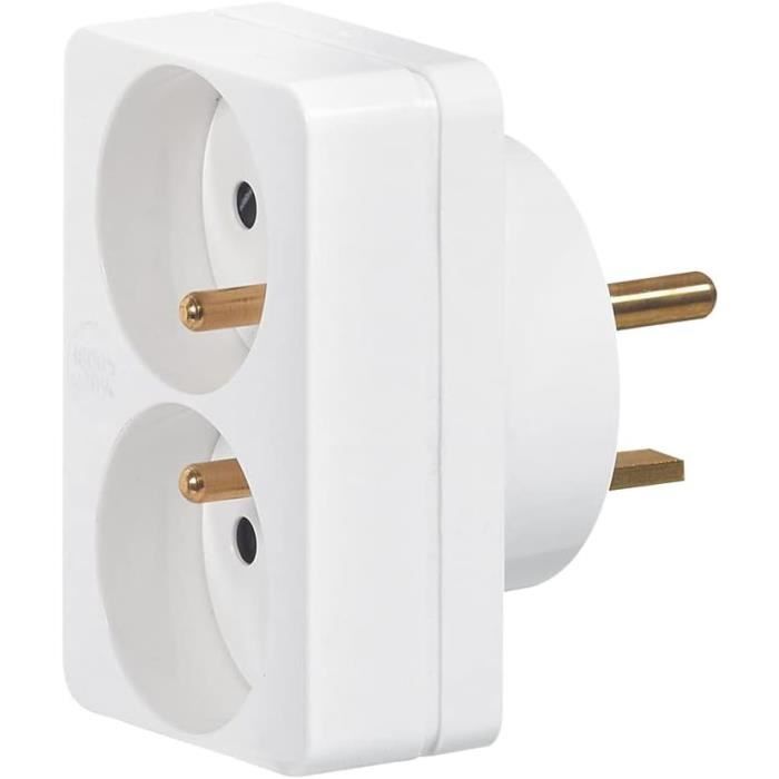 Adaptateur Pour Le Branchement De Deux Fiches 2P+T 16A Sur Une Prise — free download