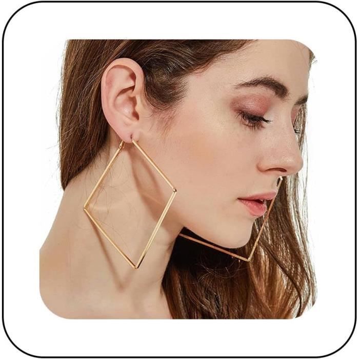 Grandes Boucles D'Oreilles Carrées Dorées Boucles D'Oreilles Creuses