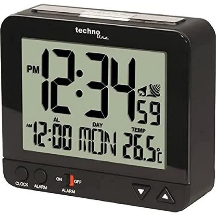 Réveil Radio-piloté Technoline WT 511 Avec Projecteur D'heure - Affichage Température Et Humidité, Noir