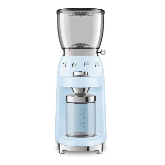 Broyeur a cafe ''Annees 50'' broyeur conique en inox 450 tours / minute 30 niveaux de broyage 8 fonctions mode manuel reservoir a grain 350 gr recipient a cafe 130 gr systeme antistatique integre - vue 3