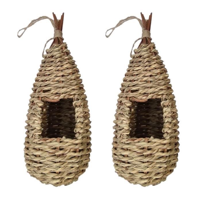 Nid D'oiseau Tissé à La Main - Décoration Jardin Et Volière - Naturel En Bois - Pour Petits Oiseaux (moineaux, Hirondelles)
