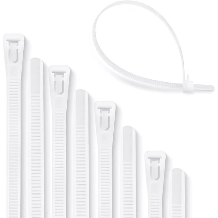 Lot De 100 Attaches Câbles Réutilisables En Nylon - 200mm X 4mm, Noires, Résistance 22kg, Pour Organisation