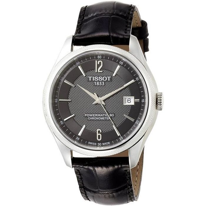 TISSOT Montre Bracelet Homme Cuir et Acier BALLADE POWERMATIC 80