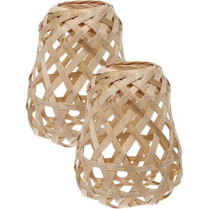 Lot De 4 Abat-Jour En Rotin Et Bambou - Pendentif Fait Main Pour Lampe, Lustre Et Plafonnier - Style Naturel Et Chaleureux