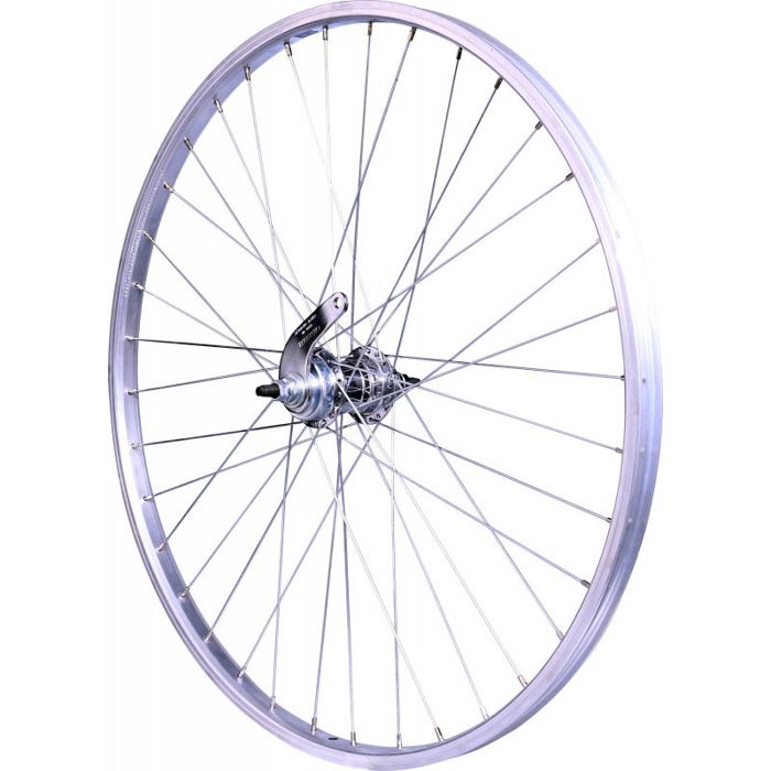 ROUE 20 RETROPEDALAGE ARRIERE JANTE ALU SIMPLE PAROI ARGENT FREIN PATIN MOYEU ALU ECROUS PIGNON 1V