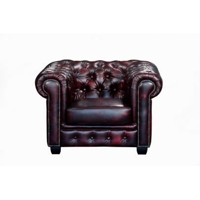 fauteuil chesterfield brenton 100% cuir de buffle - vente-unique - 1 place - marron