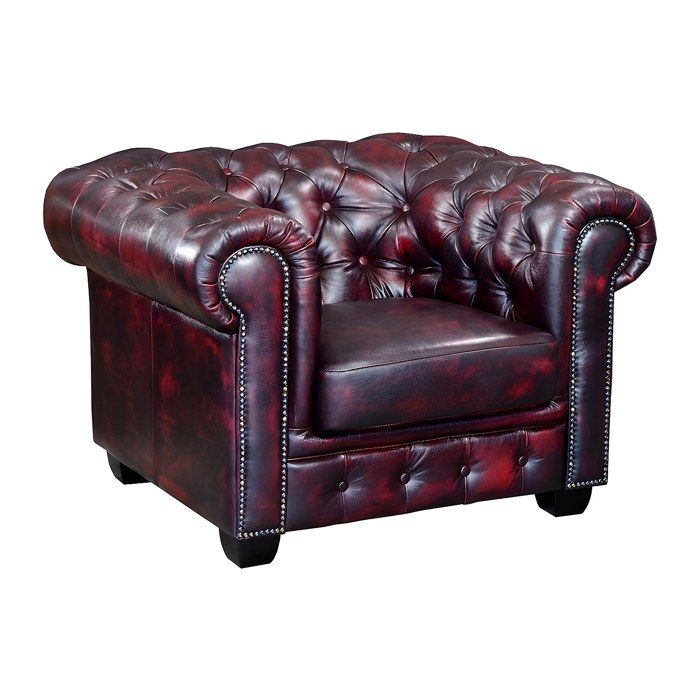 Fauteuil Chesterfield BRENTON 100% cuir de buffle - VENTE-UNIQUE - 1 place - Marron