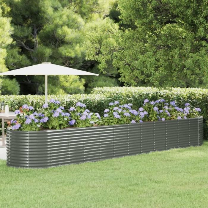 Jardinière Surélevée En Acier Enduit Anthracite – Grand Format 620x80x36 Cm | Pour Potager, Balcon, Terrasse | Résistante Aux Intempéries - 2