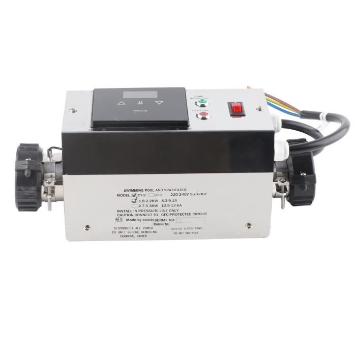 Chauffage Eau Acier Inox Chauffe-Piscine Électrique XUEMANSHOP 3KW - Thermostat Acier Inox 398mm 1-1.5m³ Thermostat Piscine électrique 3kw Acier Inox 398mm 1-1.5m³