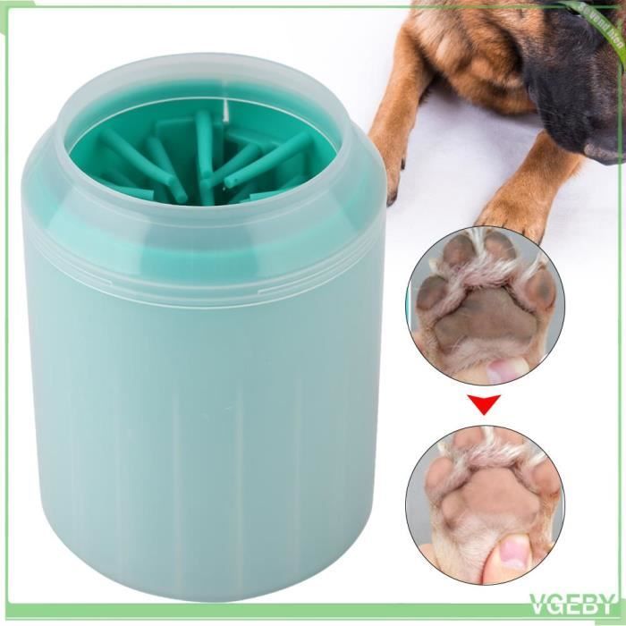 Meilleurs prix pour Outil de nettoyage pour animaux de compagnie Tasse de nettoyage de pattes de chien amovible, brosse de animalerie carde Bleu Vert