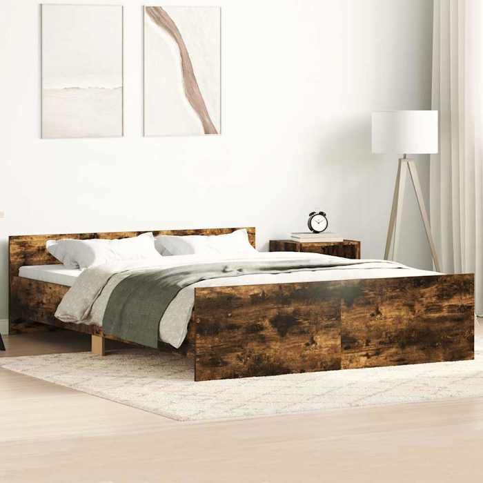 vidaXL Cadre de lit sans matelas chêne fumé 140x190 cm 3203786