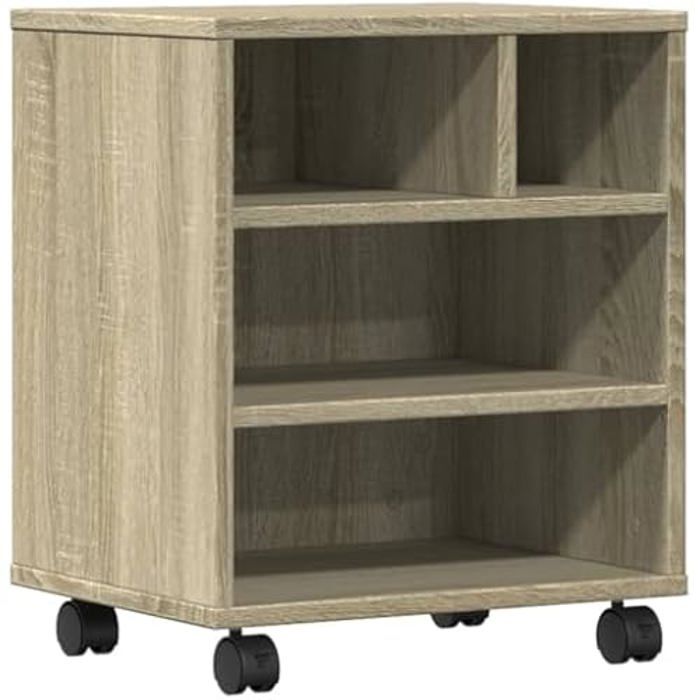 Support dimprimante - VIDAXL - Armoire à roulettes - Chêne sonoma - 41x32x48 cm - Multifonctionnel