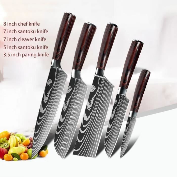Acheter Couteau japonais forgé, couteaux à désosser de cuisine en acier  inoxydable, couteau à trancher de Chef, couperet Santoku