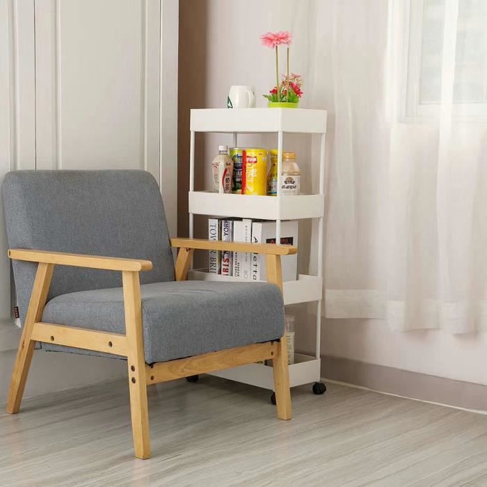 Chariot Desserte de Cuisine - WILLONIN - 4 Niveaux - Rangement Multifonctionnel - 22x40x90 cm - Blanc