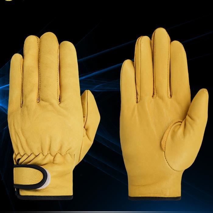 YOSOO Gants de protection du travail Gants de travail en cuir Protection du travail Outil de protection du auto gants XL Jaune