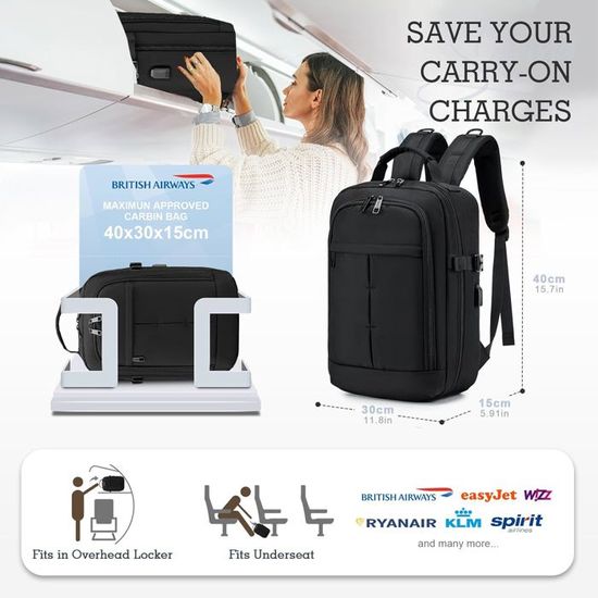 BAGZY Bagage Cabine 40x30x15 Air France British Airways Jet2