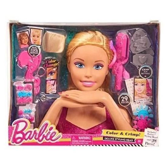 Jouet - GIOCHI PREZIOSI - BARBIE Tête à Coiffer avec Accessoire - 38 cm - Rose - Fille - Jeux - Jouets
