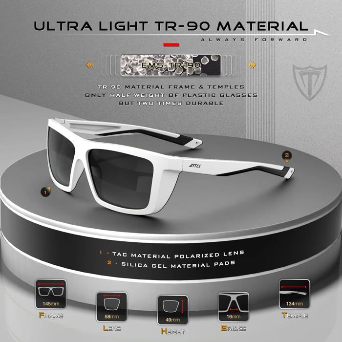 Lunettes De Soleil Polarisées Homme - Sport (Golf, Pêche, Conduite) - UV400 - Noir Mat