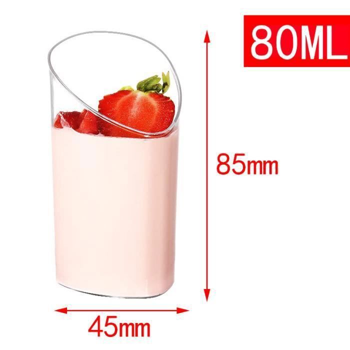 Lot De 100 Verres à Dessert En Plastique 80 Ml + Cuillères - Réutilisables - Pour Fêtes, Mariages, Pique-niques