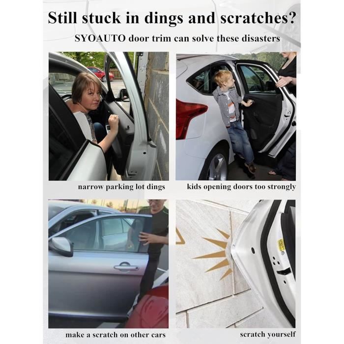 Protection Des Bords De Porte Voiture 5m - Caoutchouc En U Sans Colle - Gris - Idéal Contre Rayures Et Chocs